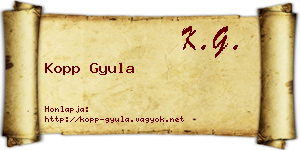 Kopp Gyula névjegykártya